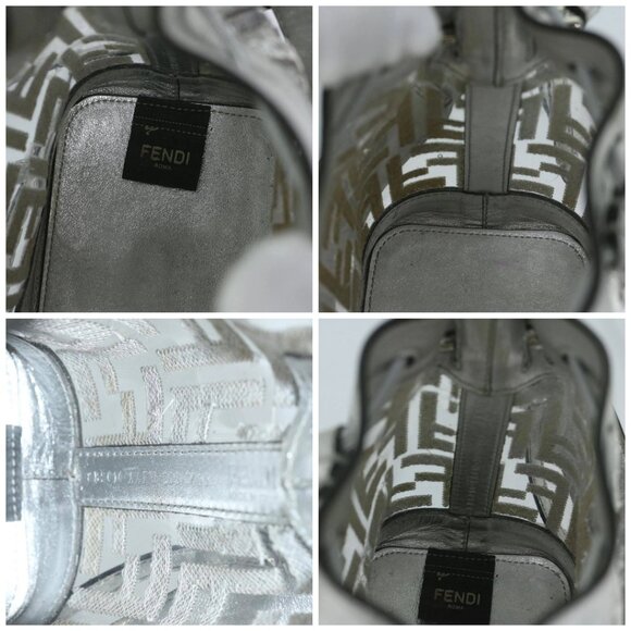 FENDI Zucca Canvas Montrezor Shoulder Bag Silver - Picture 15 of 16